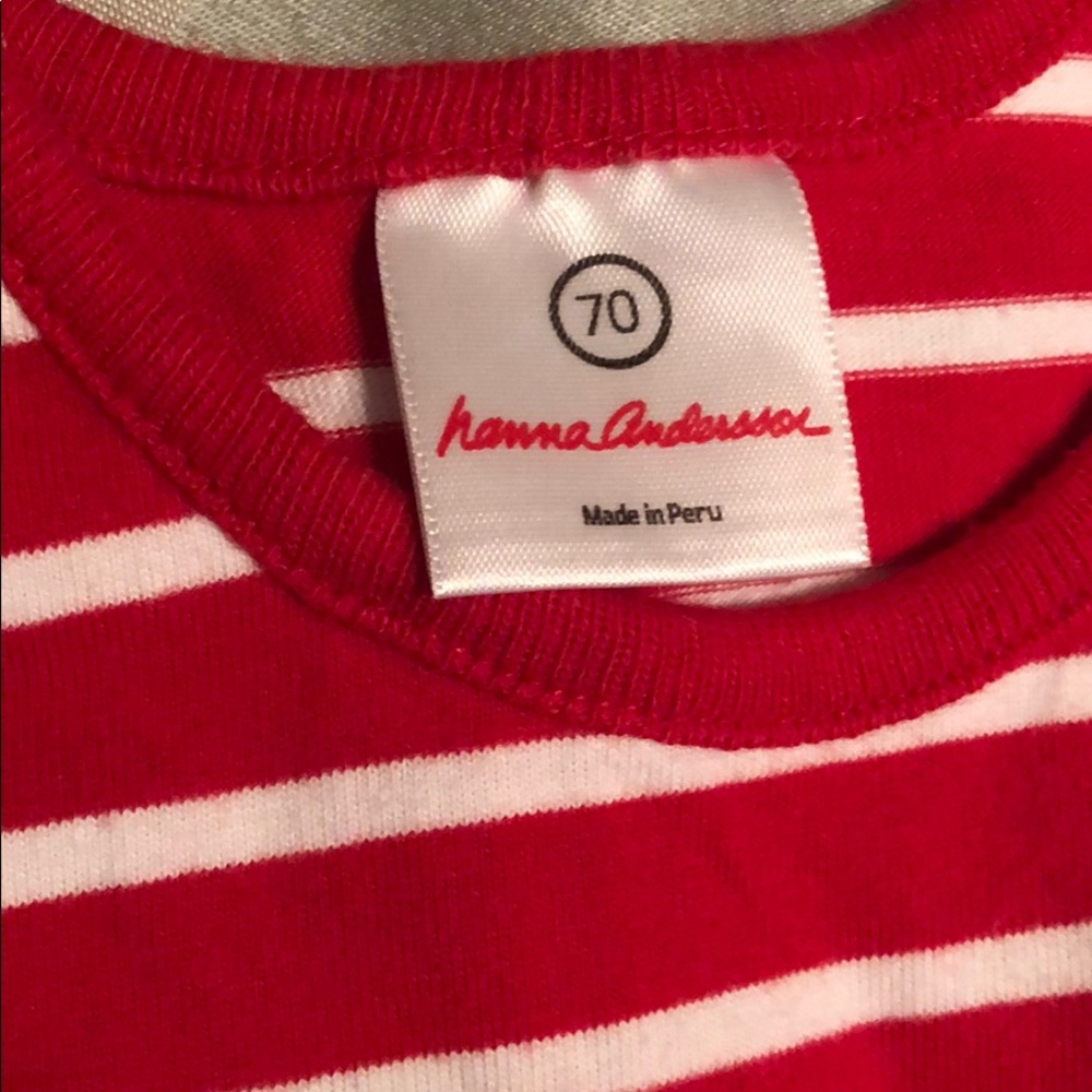 Hanna Andersson red white romper 6-12m EUC - Picture 5 of 5
